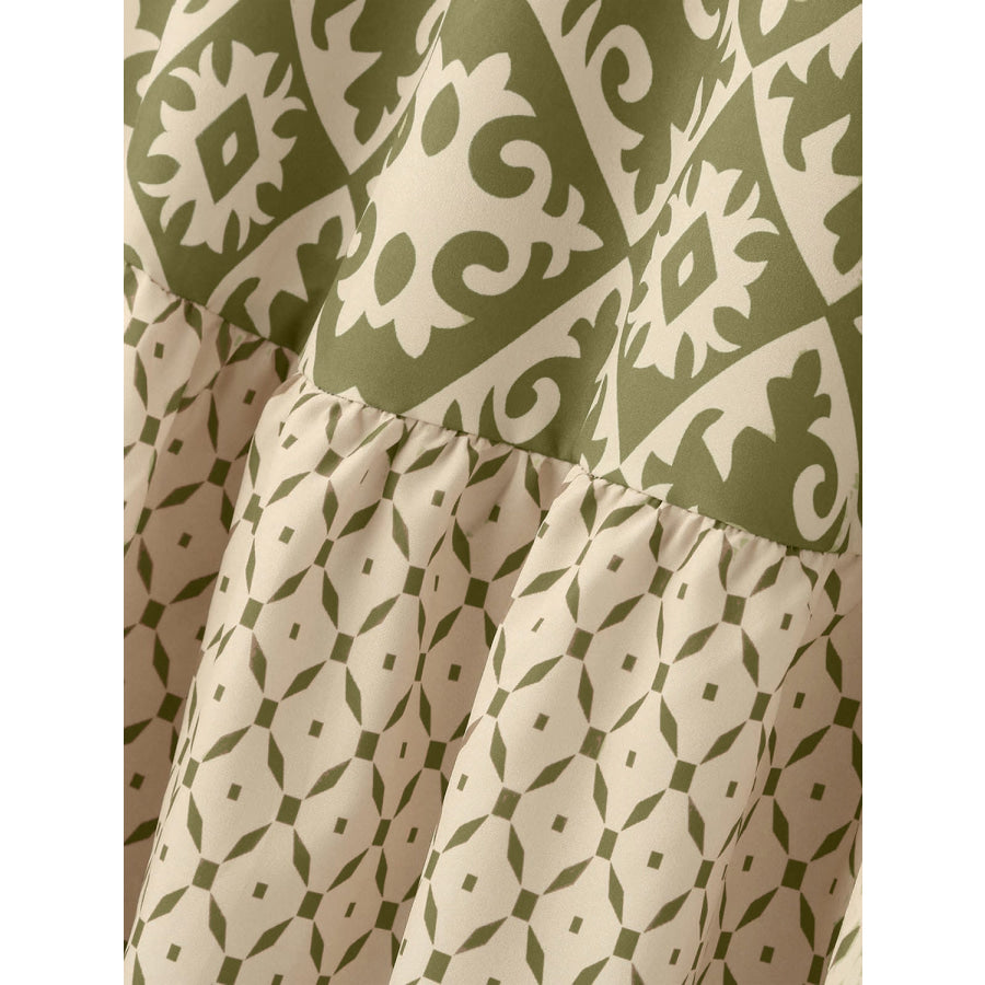 Geometric Elastic Waist Maxi Skirt Apparel and Accessories