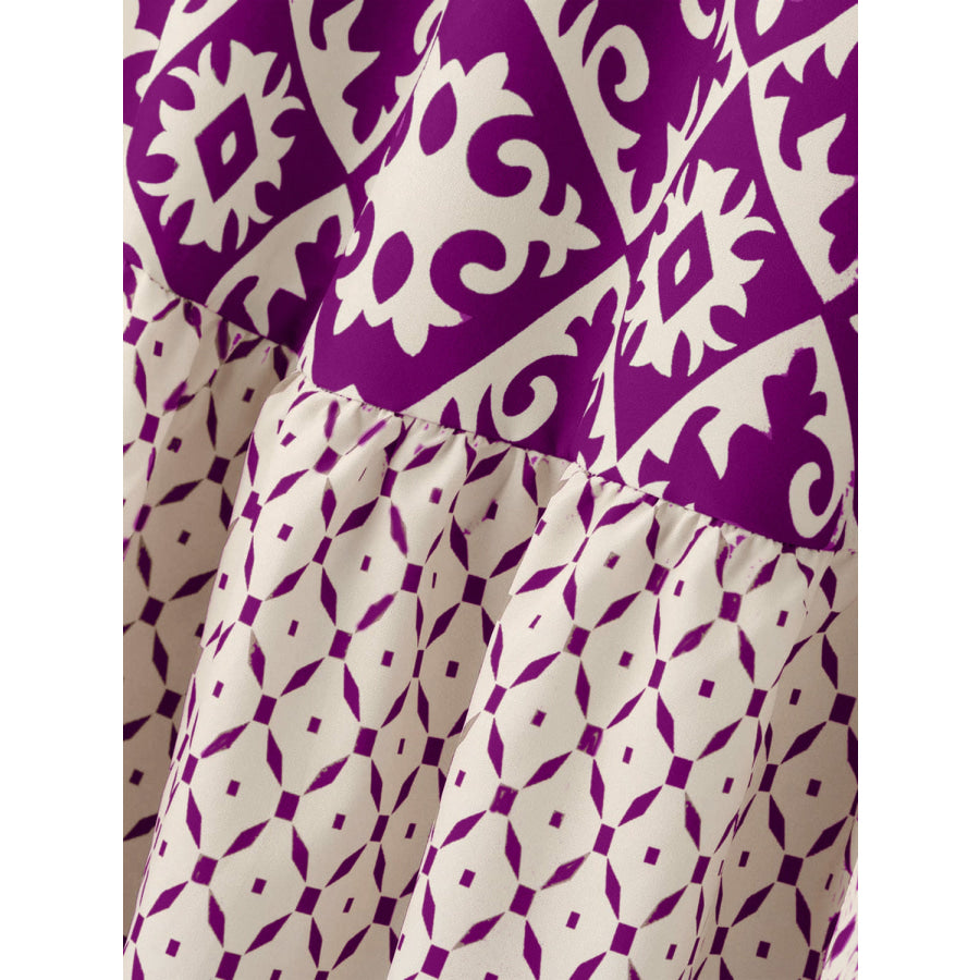Geometric Elastic Waist Maxi Skirt Purple / S Apparel and Accessories