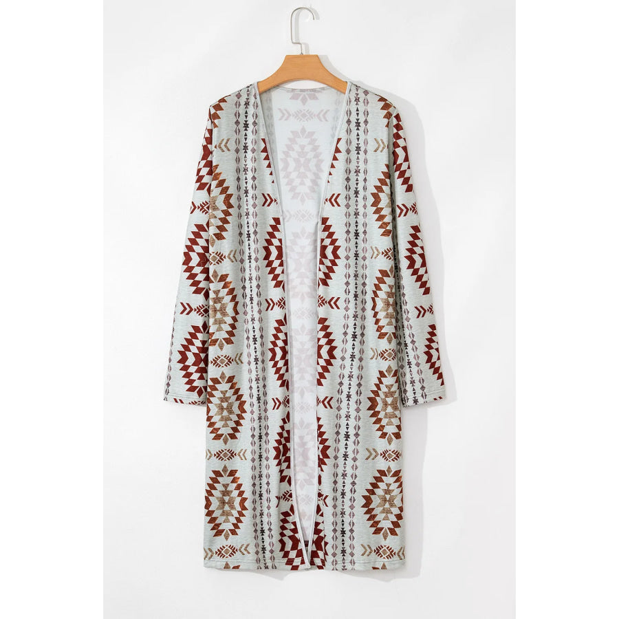 Geometric Open Front Long Sleeve Cover Up Apparel and Accessories