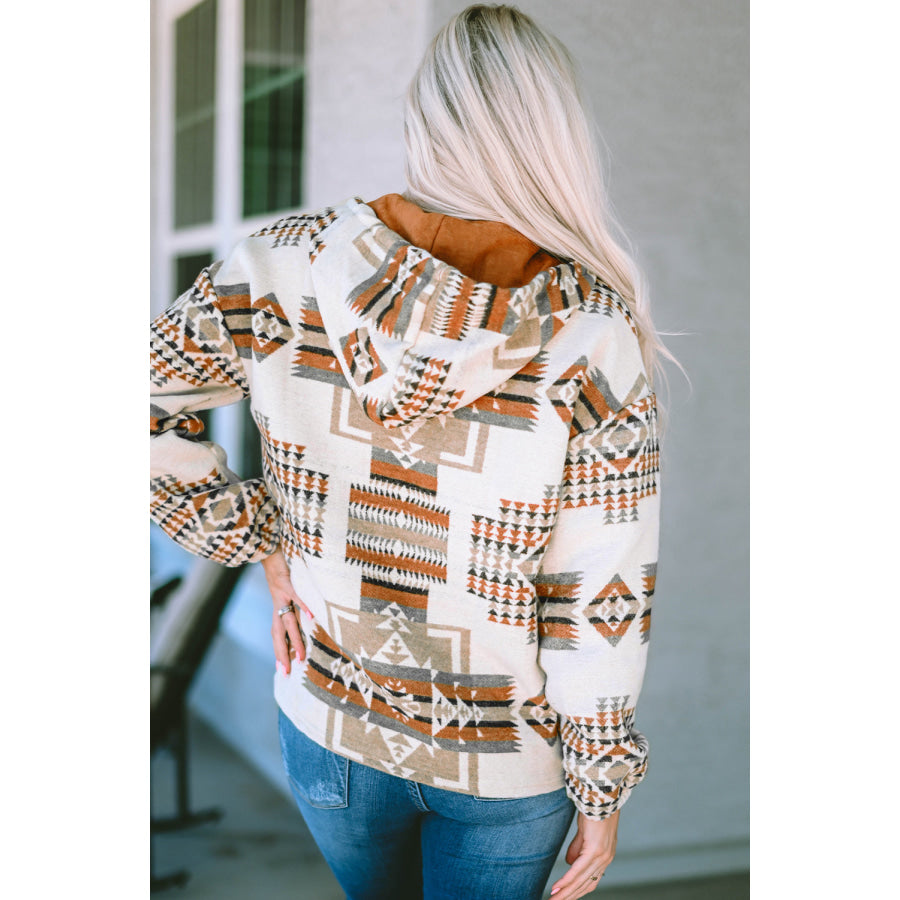 Geometric Quarter-Zip Hoodie Ochre / S
