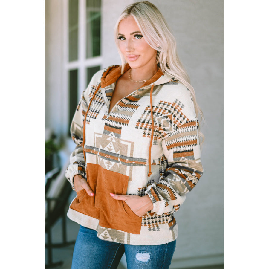 Geometric Quarter-Zip Hoodie