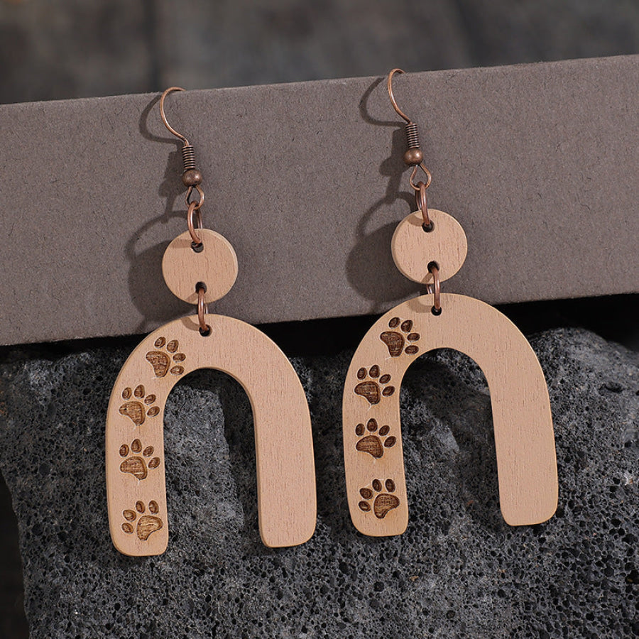 Geometric Shape Wooden Earrings Camel / One Size Apparel and Accessories
