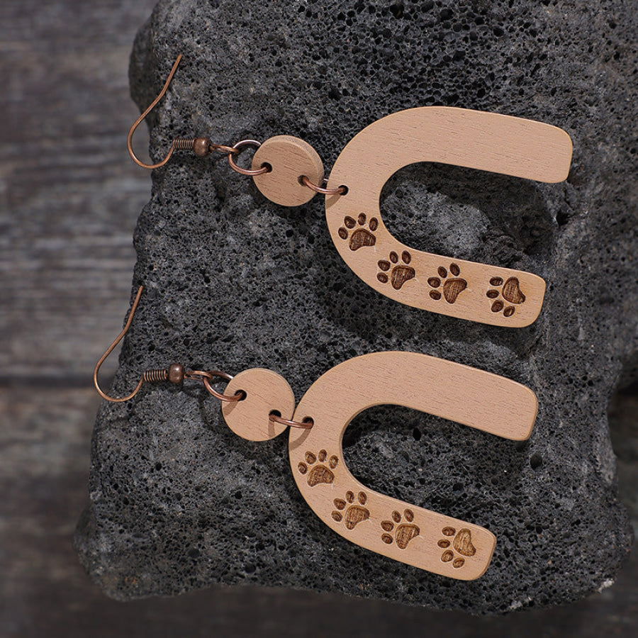Geometric Shape Wooden Earrings Camel / One Size Apparel and Accessories
