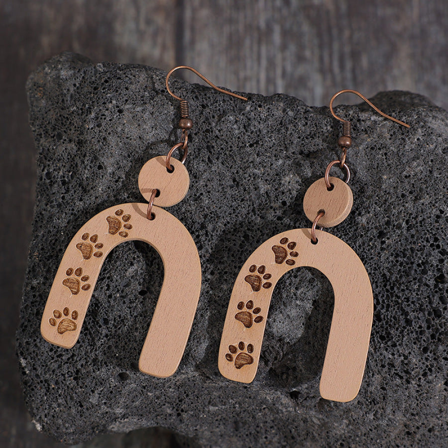 Geometric Shape Wooden Earrings Camel / One Size Apparel and Accessories