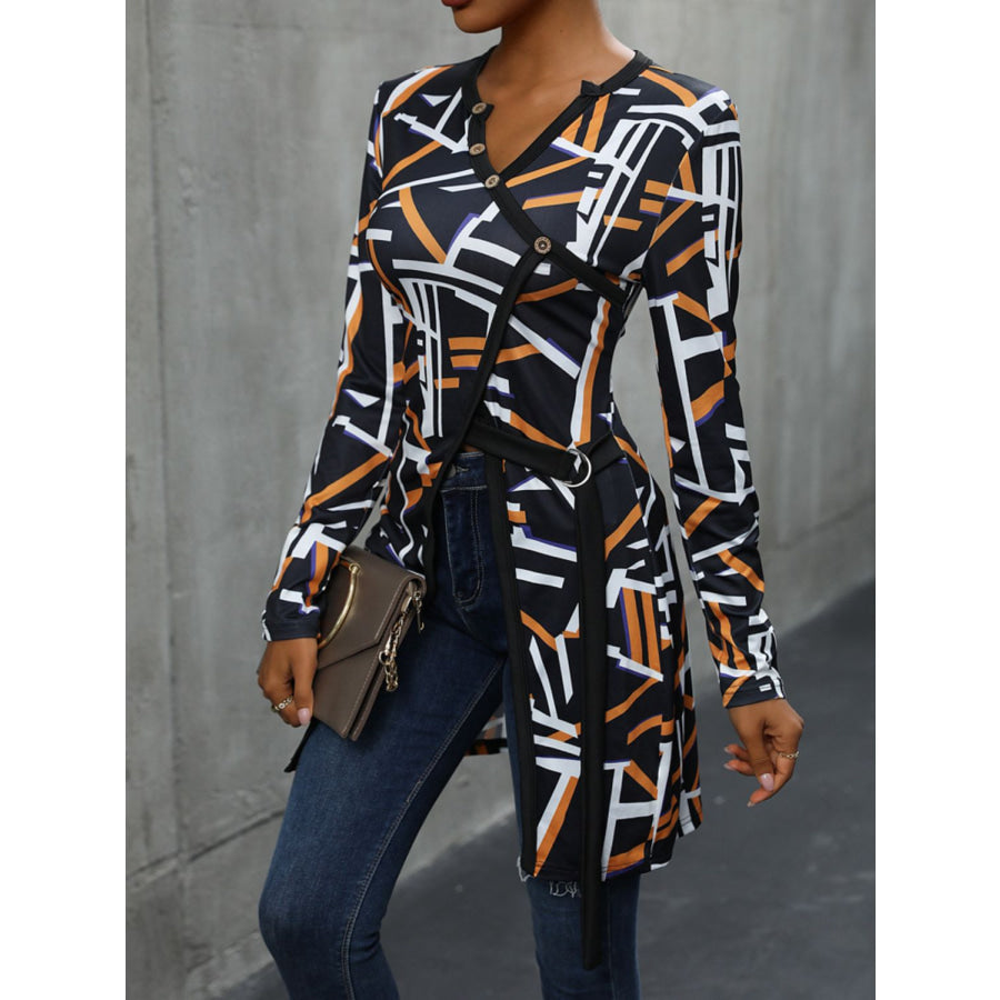 Geometric Surplice Long Sleeve T-Shirt Apparel and Accessories