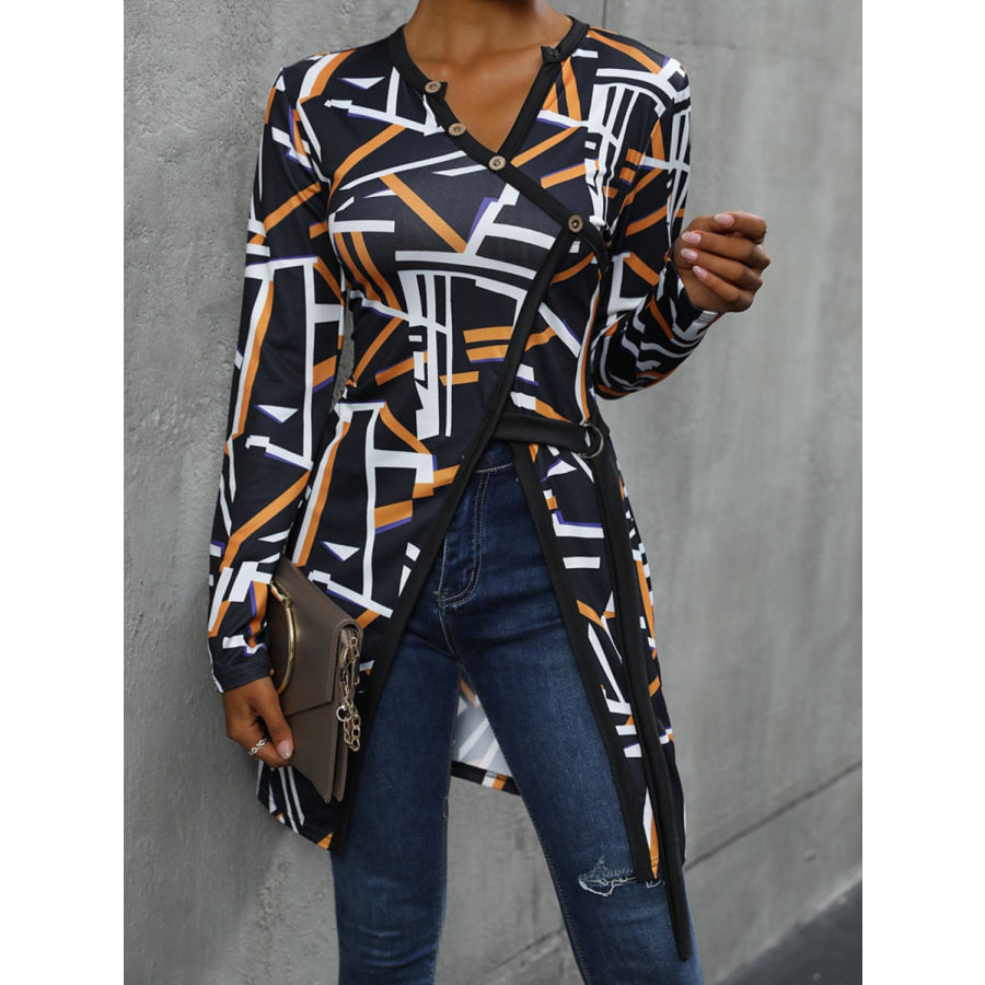 Geometric Surplice Long Sleeve T-Shirt Apparel and Accessories