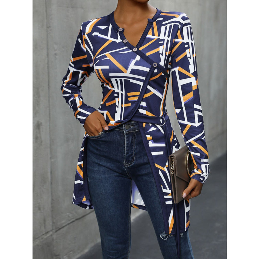 Geometric Surplice Long Sleeve T-Shirt Apparel and Accessories