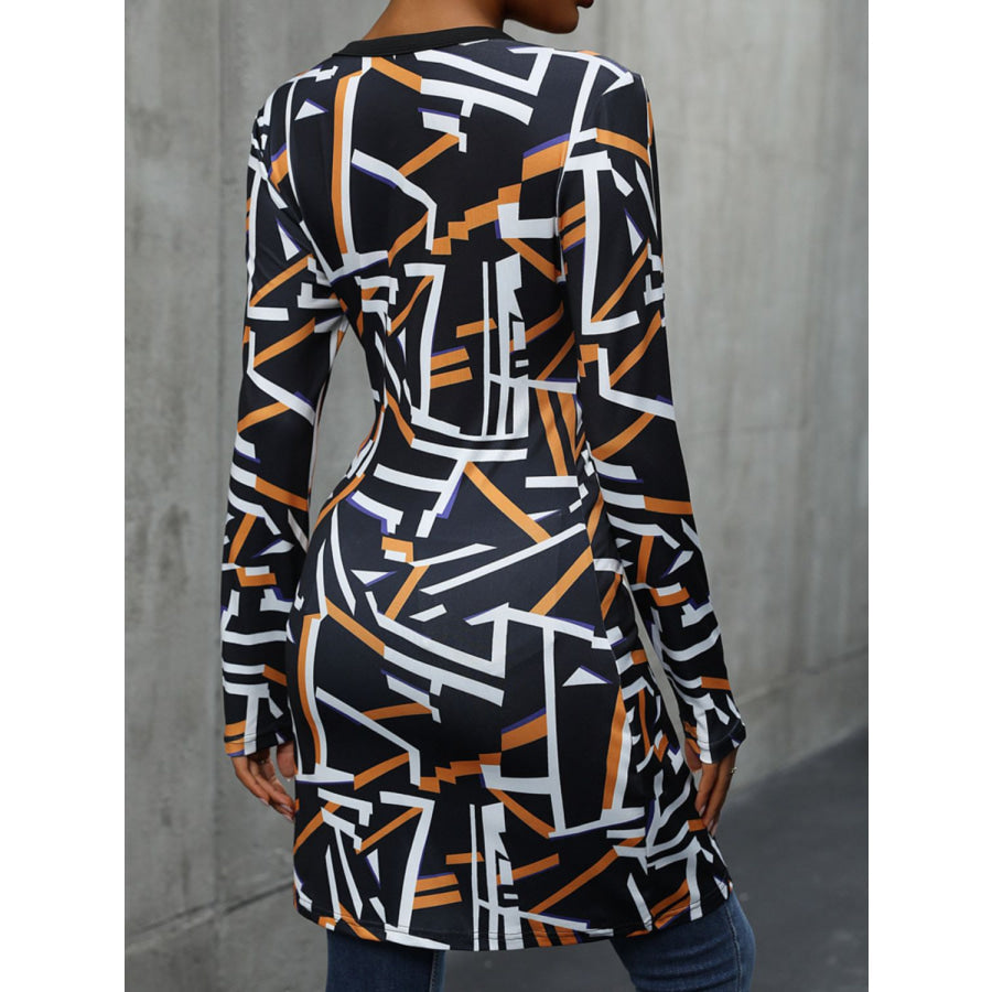 Geometric Surplice Long Sleeve T-Shirt Black / S Apparel and Accessories