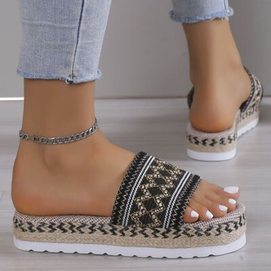 Geometric Weave Platform Sandals Apparel and Accessories