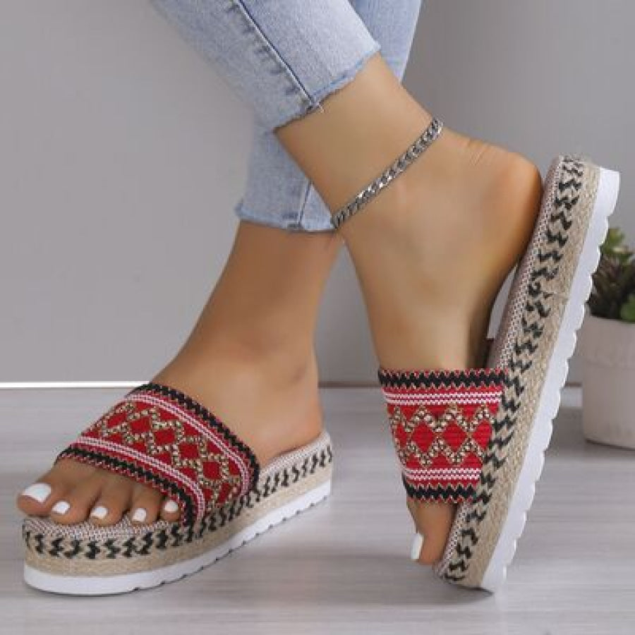 Geometric Weave Platform Sandals Apparel and Accessories