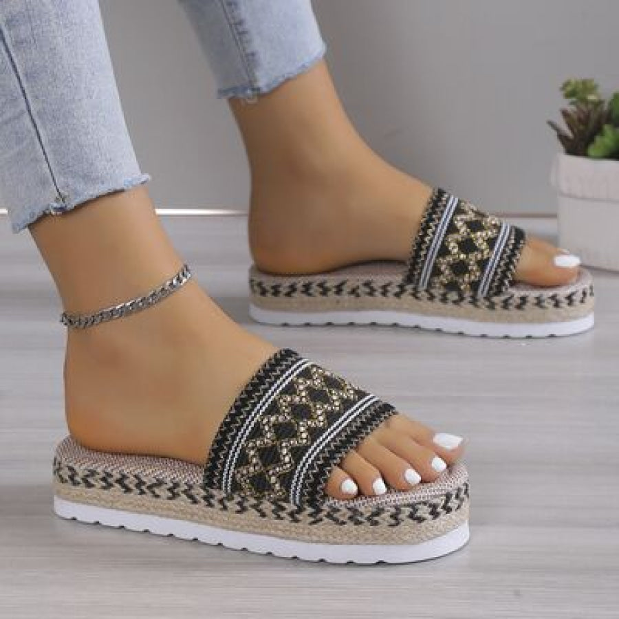 Geometric Weave Platform Sandals Apparel and Accessories