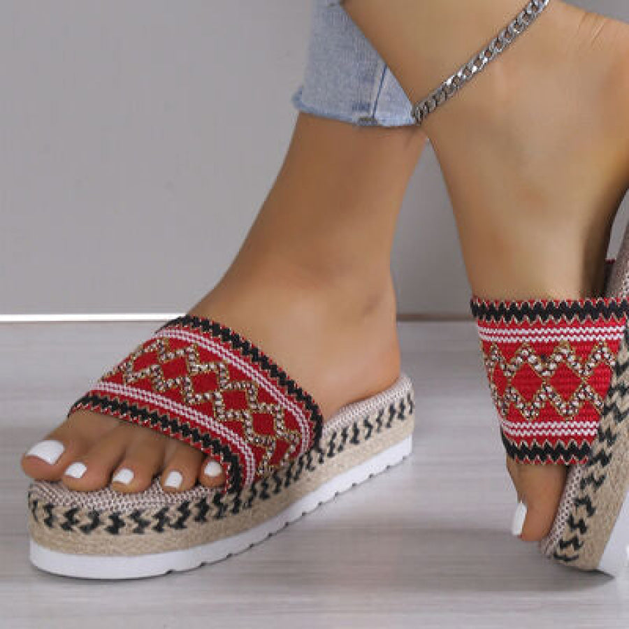 Geometric Weave Platform Sandals Apparel and Accessories