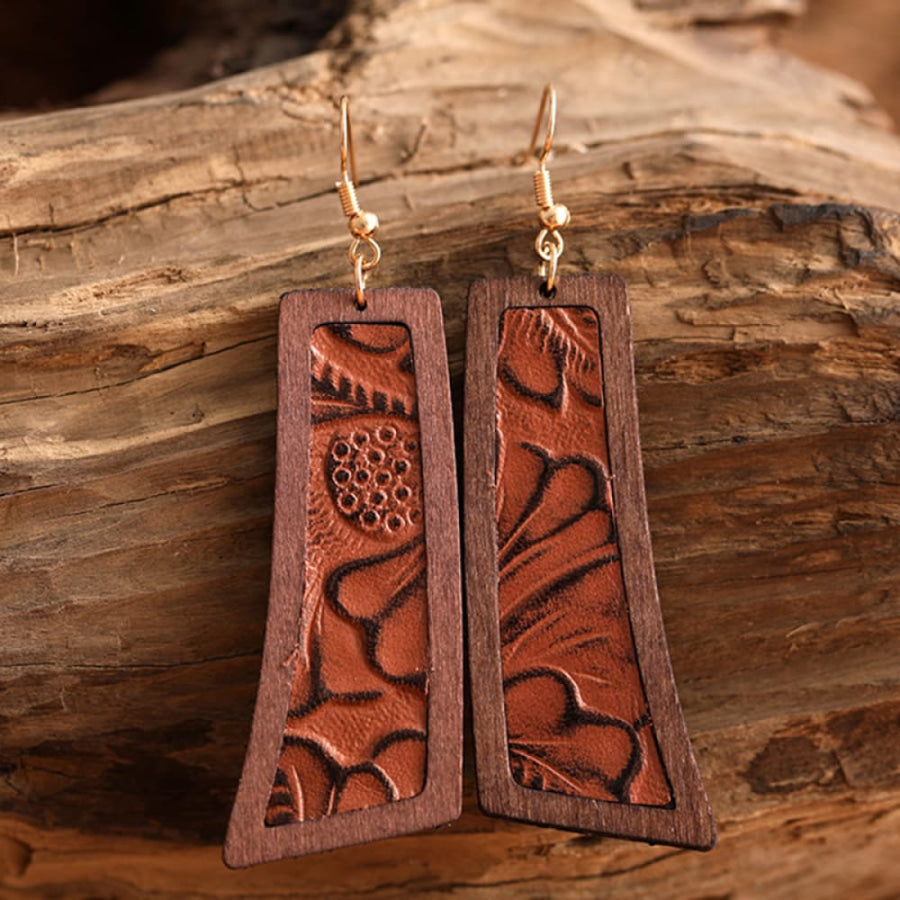 Geometrical Shape Wooden Dangle Earrings Style A / One Size Apparel and Accessories
