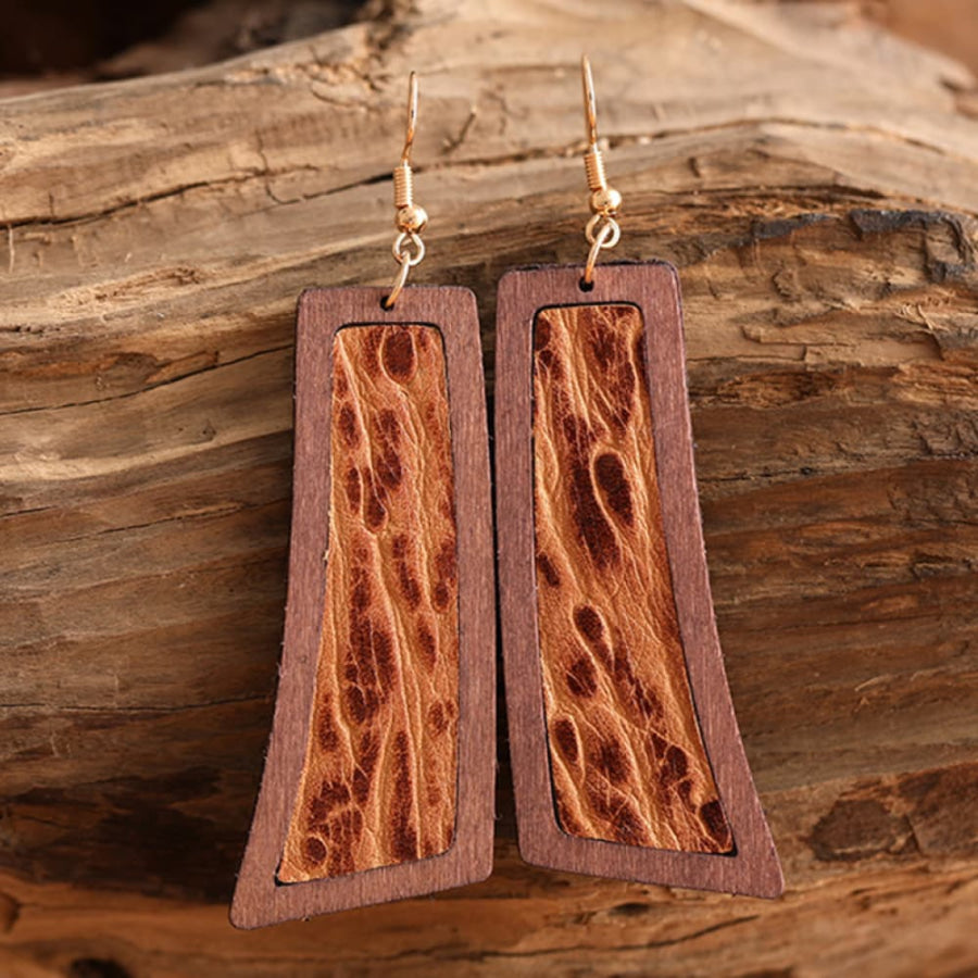 Geometrical Shape Wooden Dangle Earrings Style B / One Size Apparel and Accessories