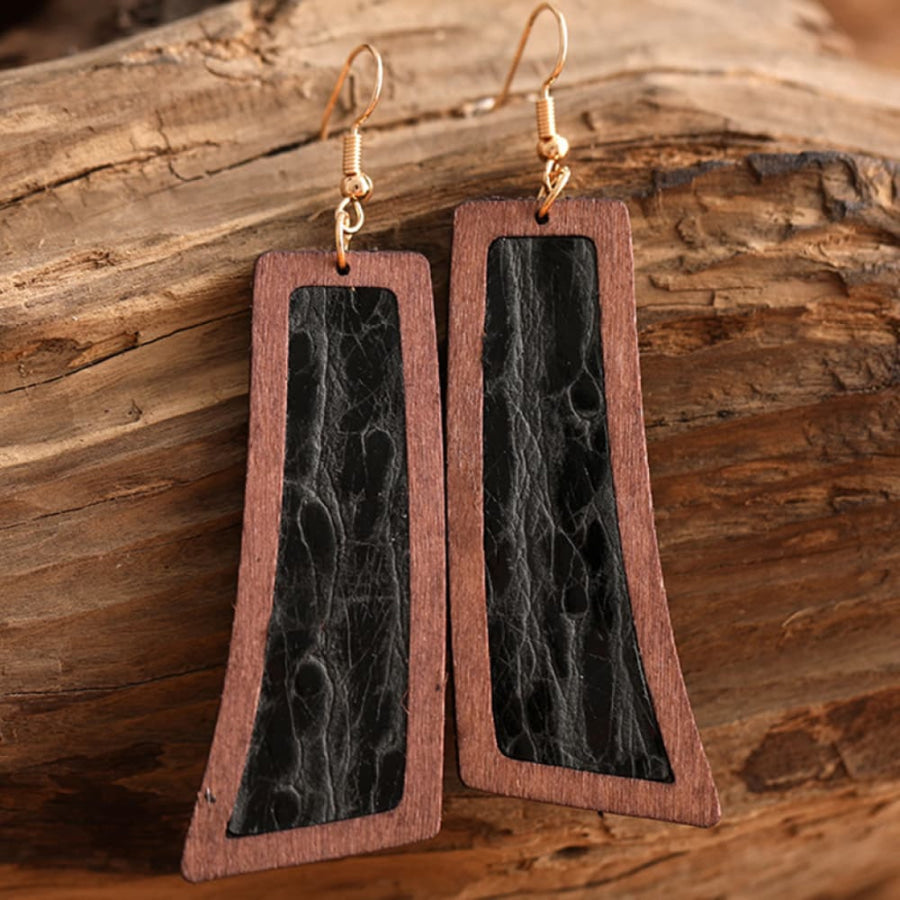 Geometrical Shape Wooden Dangle Earrings Style C / One Size Apparel and Accessories