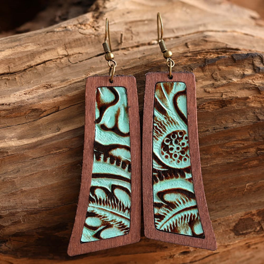 Geometrical Shape Wooden Dangle Earrings Style D / One Size Apparel and Accessories