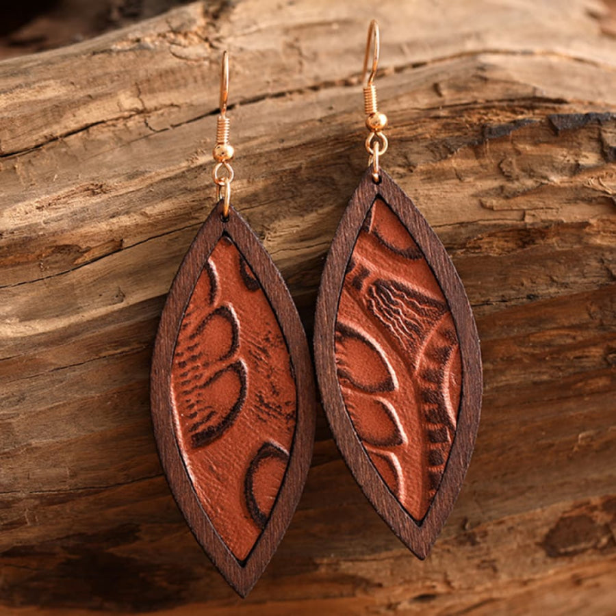 Geometrical Shape Wooden Dangle Earrings Style F / One Size Apparel and Accessories