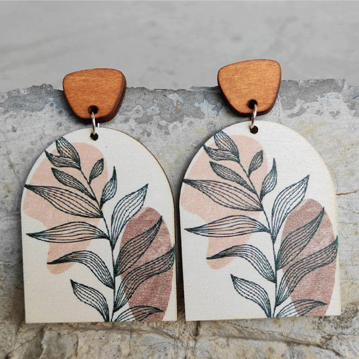 Geometrical Shape Wooden Drop Earrings Apparel and Accessories