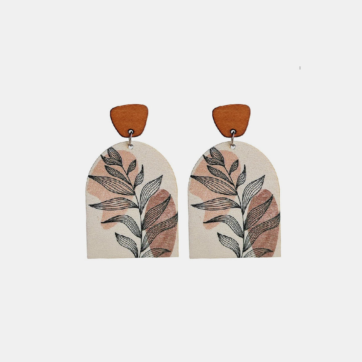 Geometrical Shape Wooden Drop Earrings Light Apricot / One Size Apparel and Accessories