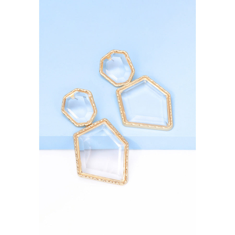 Geometrical Shape Zinc Alloy Frame Resin Dangle Earrings
