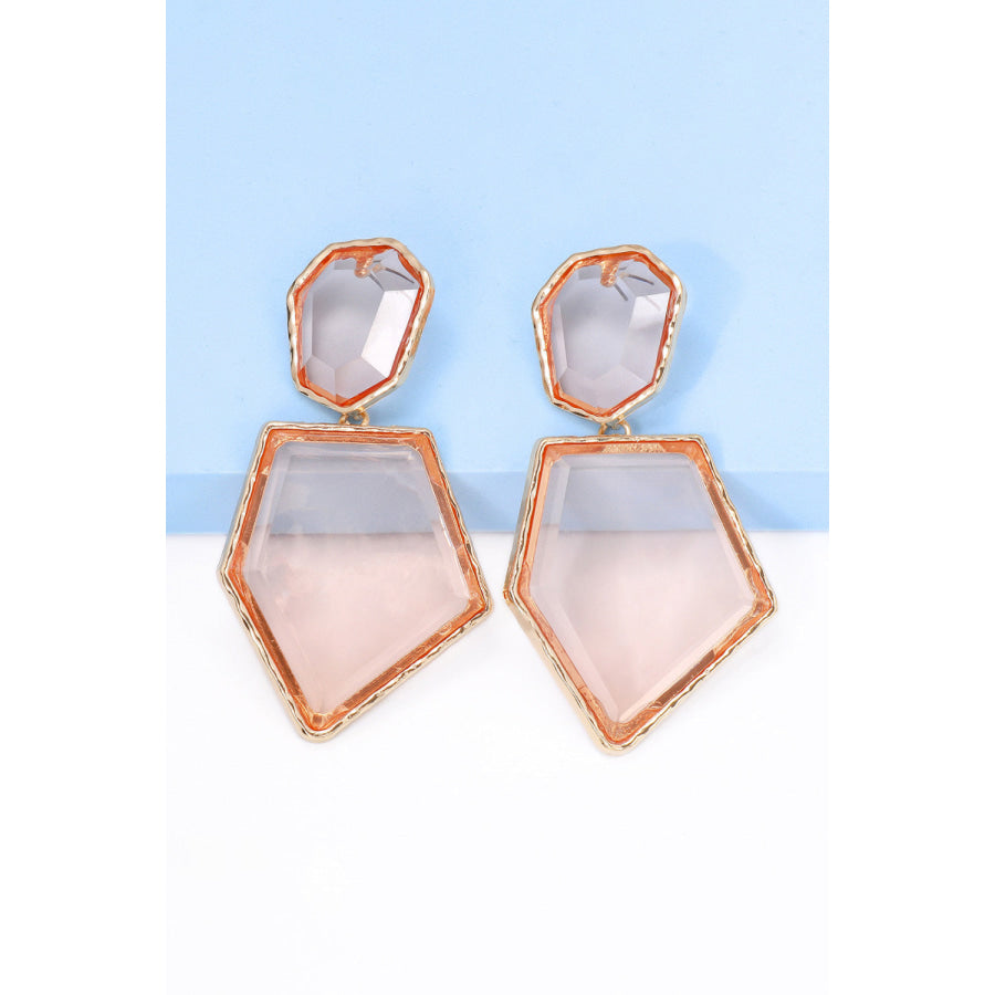 Geometrical Shape Zinc Alloy Frame Resin Dangle Earrings
