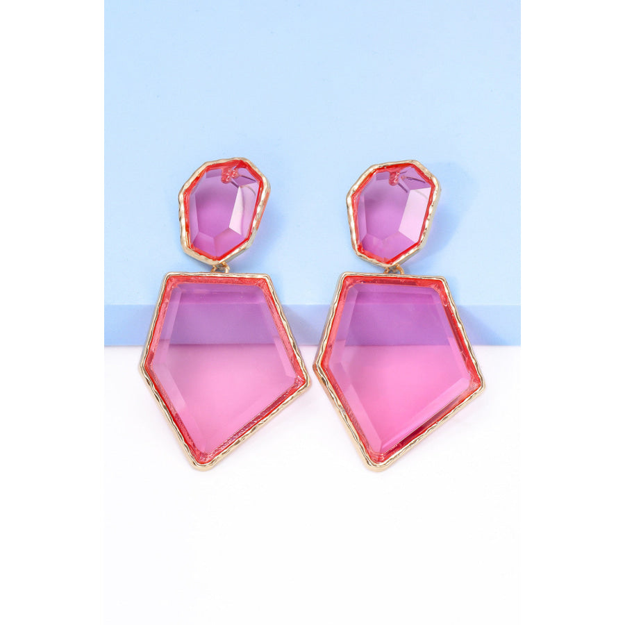 Geometrical Shape Zinc Alloy Frame Resin Dangle Earrings