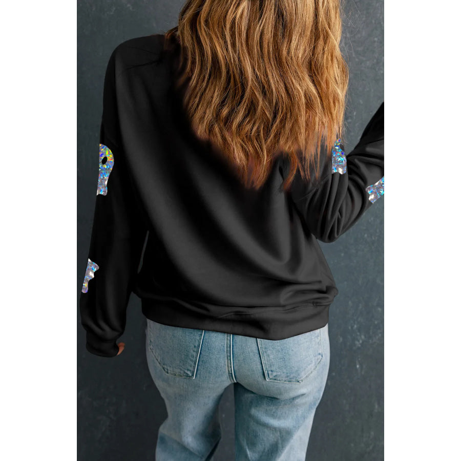 Ghost Round Neck Long Sleeve Sweatshirt Apparel and Accessories