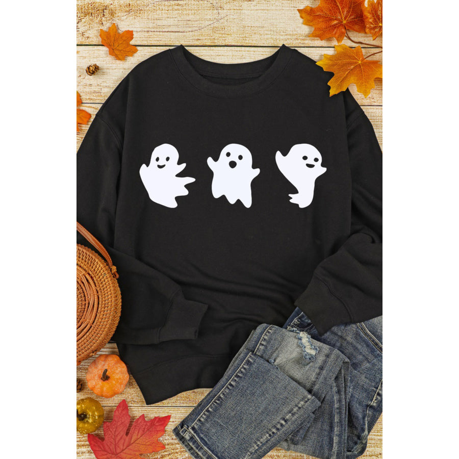 Ghost Round Neck Long Sleeve Sweatshirt Apparel and Accessories
