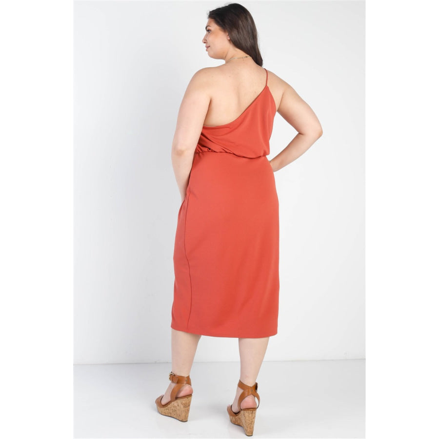 Gilli Full Size Slit One Shoulder Sleeveless Dress Terracotta / S Apparel and Accessories
