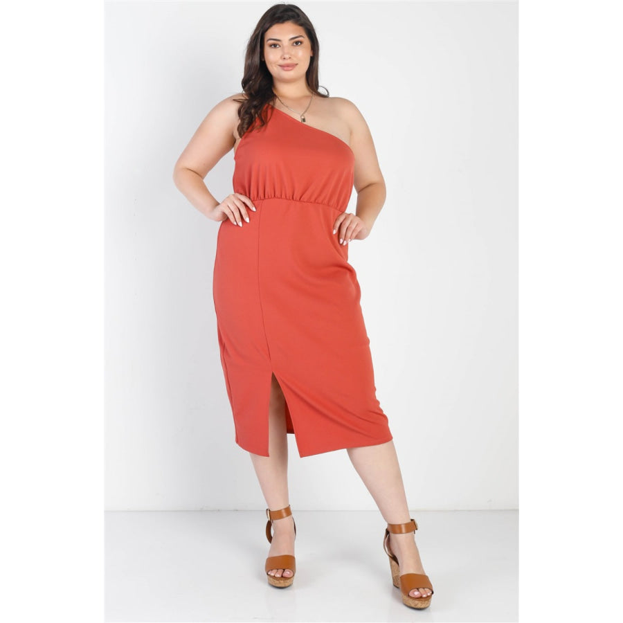 Gilli Full Size Slit One Shoulder Sleeveless Dress Terracotta / S Apparel and Accessories