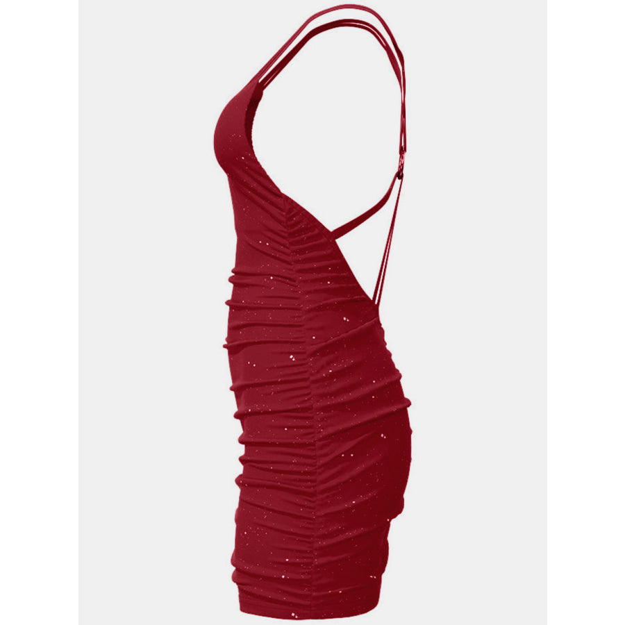 Glitter Double Spaghetti Straps Mini Dress Apparel and Accessories