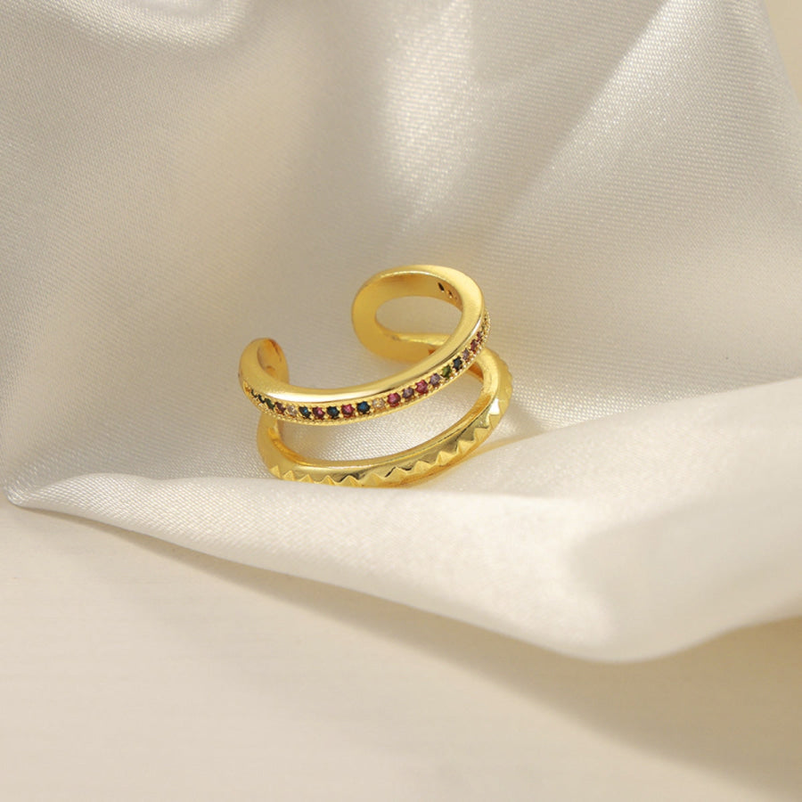 Gold - Plated Czech Diamond Double - Layered Ring Apparel and Accessories