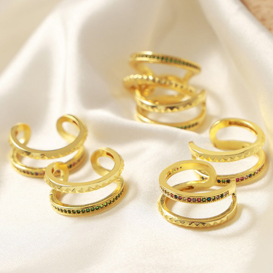 Gold - Plated Czech Diamond Double - Layered Ring Apparel and Accessories