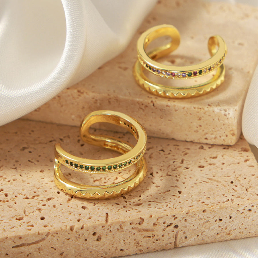 Gold - Plated Czech Diamond Double - Layered Ring Apparel and Accessories
