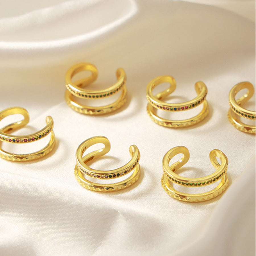 Gold - Plated Czech Diamond Double - Layered Ring Apparel and Accessories