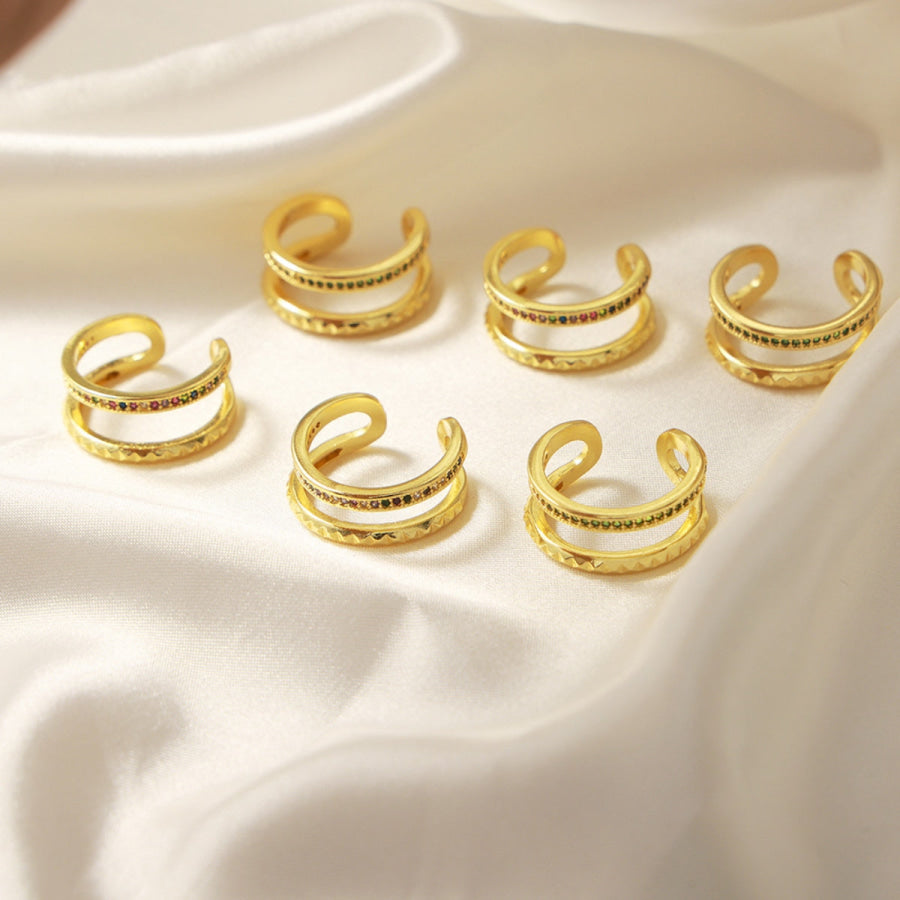 Gold - Plated Czech Diamond Double - Layered Ring Apparel and Accessories