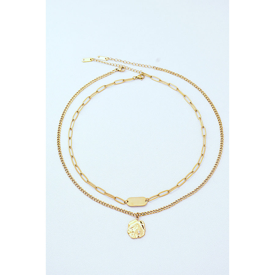 Gold-Plated Double-Layered Pendant Necklace Gold / One Size Apparel and Accessories