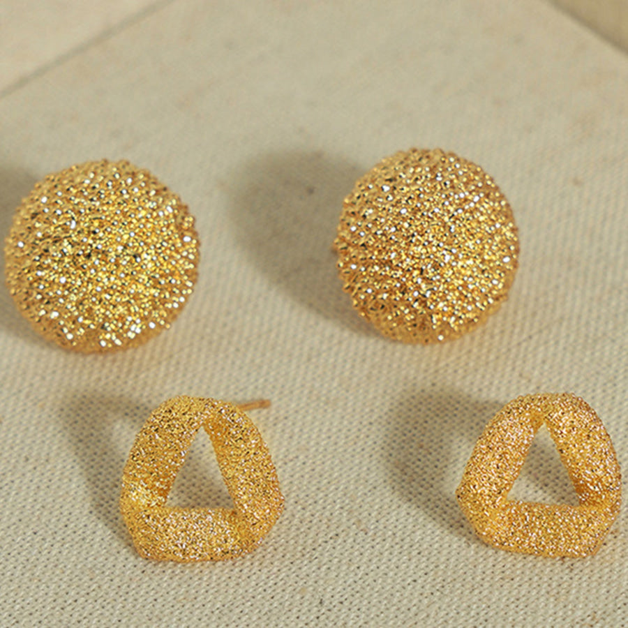 Gold-Plated Geometric Stud Earrings Apparel and Accessories