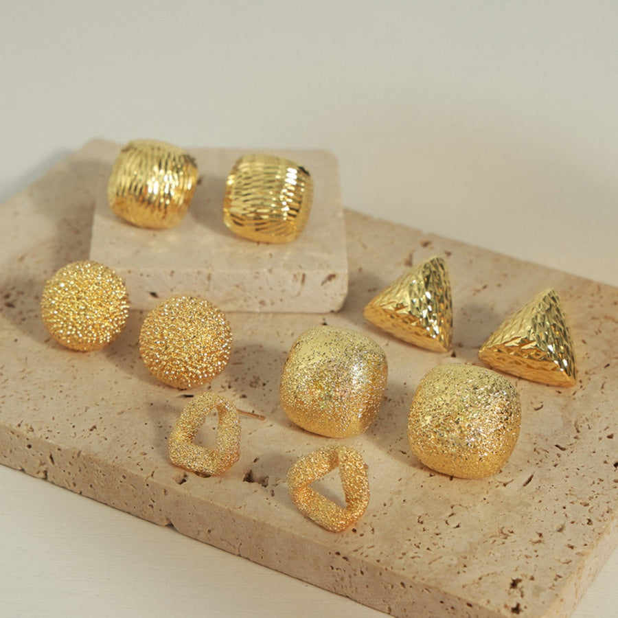Gold-Plated Geometric Stud Earrings Apparel and Accessories