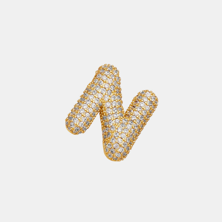 Gold - Plated Inlaid Zircon Letter Necklace Style N / One Size Apparel and Accessories