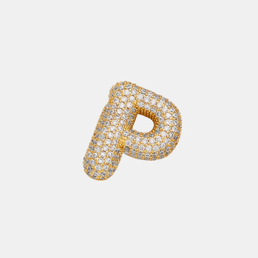 Gold - Plated Inlaid Zircon Letter Necklace Style P / One Size Apparel and Accessories