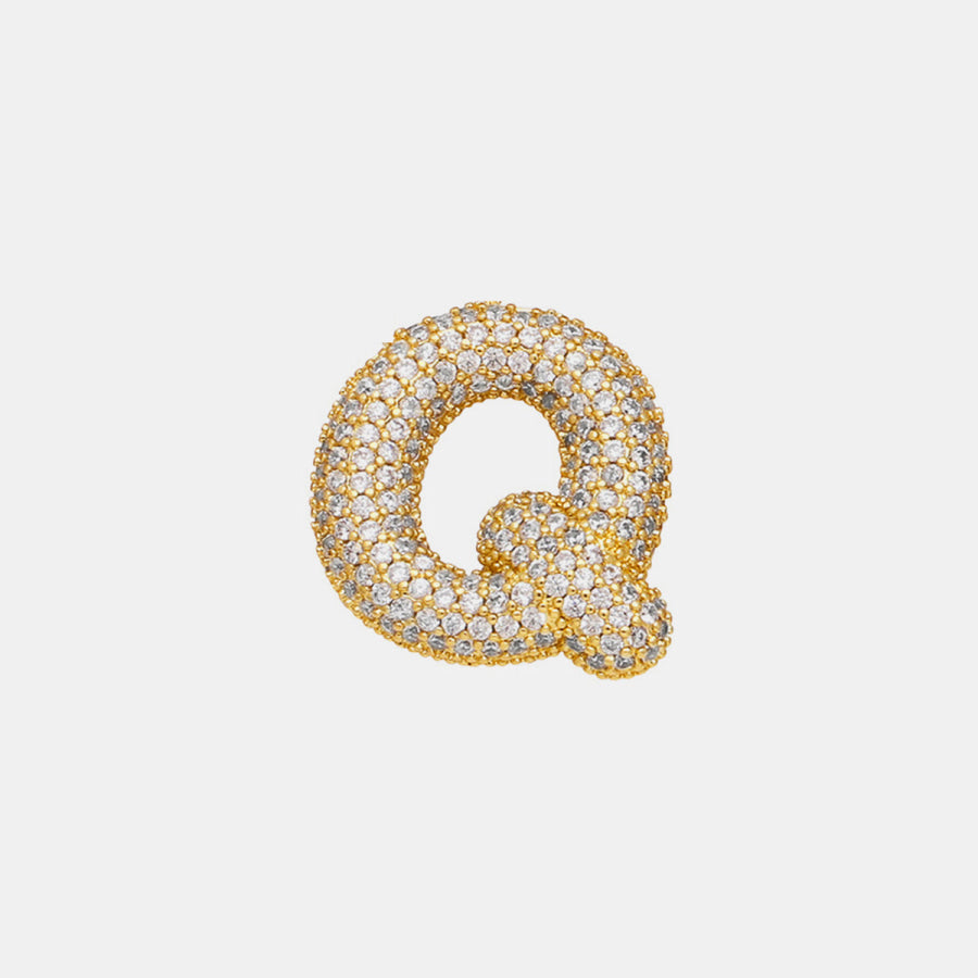 Gold - Plated Inlaid Zircon Letter Necklace Style Q / One Size Apparel and Accessories