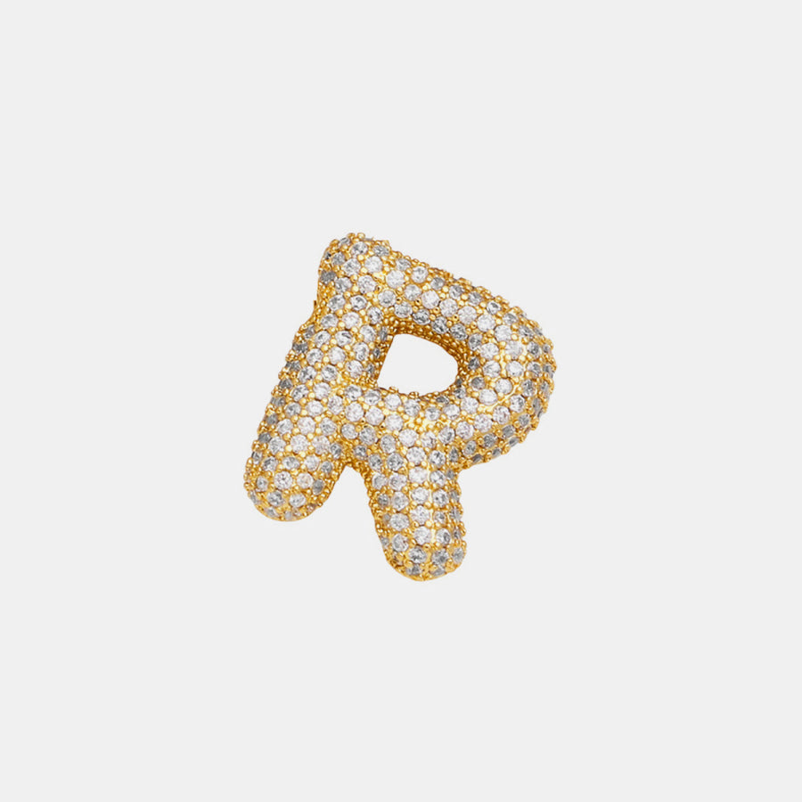 Gold - Plated Inlaid Zircon Letter Necklace Style R / One Size Apparel and Accessories
