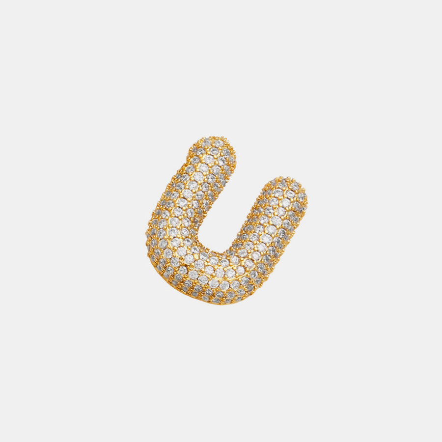 Gold - Plated Inlaid Zircon Letter Necklace Style U / One Size Apparel and Accessories