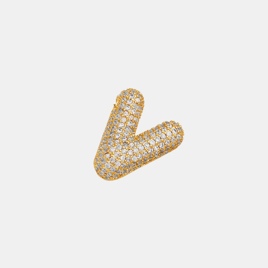 Gold - Plated Inlaid Zircon Letter Necklace Style V / One Size Apparel and Accessories