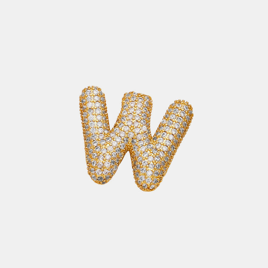 Gold - Plated Inlaid Zircon Letter Necklace Style W / One Size Apparel and Accessories