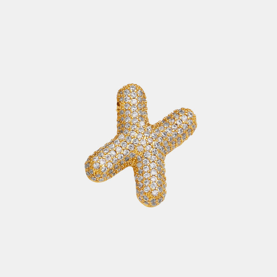 Gold - Plated Inlaid Zircon Letter Necklace Style X / One Size Apparel and Accessories