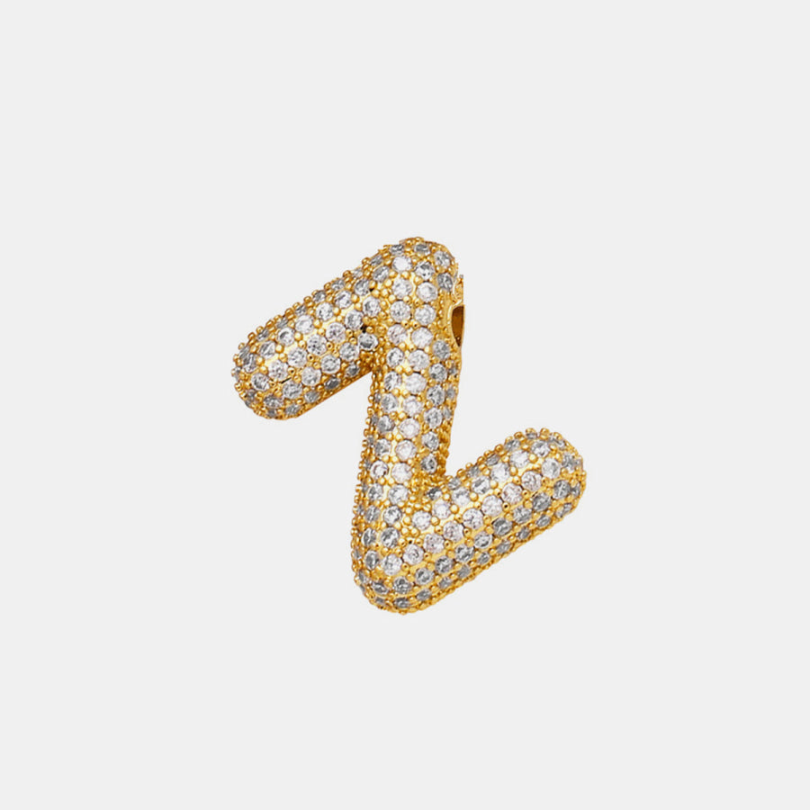 Gold - Plated Inlaid Zircon Letter Necklace Style Z / One Size Apparel and Accessories