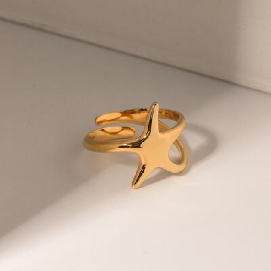 Gold - Plated Stainless Steel Star Ring Gold / One Size Apparel and Accessories