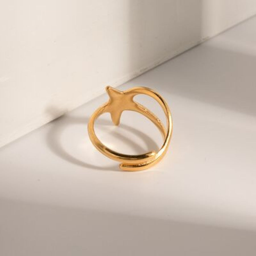 Gold - Plated Stainless Steel Star Ring Gold / One Size Apparel and Accessories